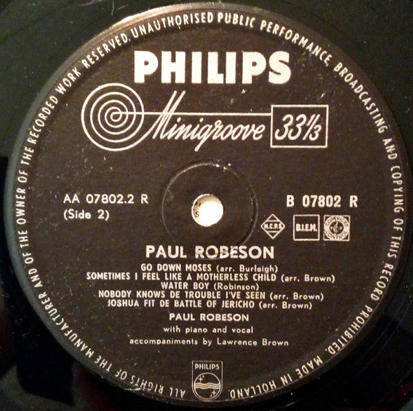 Paul Robeson : Paul Robeson (10", Mono)