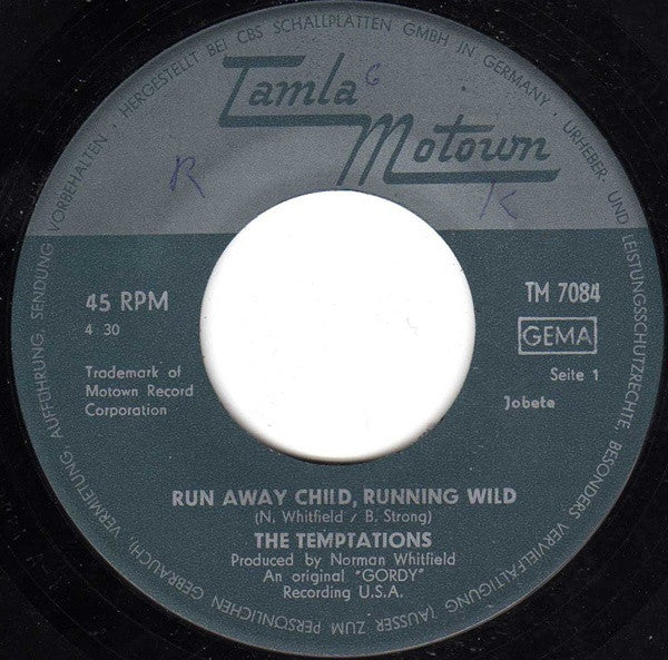 The Temptations : Runaway Child, Running Wild (7", Single)