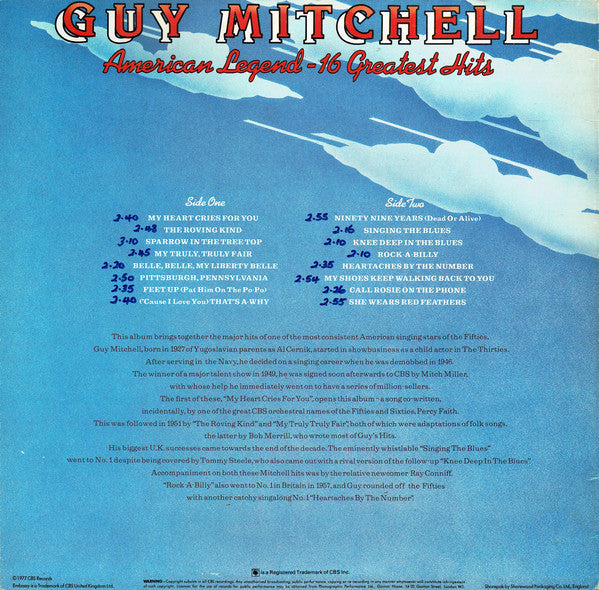 Guy Mitchell : American Legend - 16 Greatest Hits (LP, Comp, Mono)