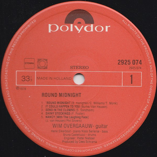 Wim Overgaauw : 'Round Midnight (LP, Album)