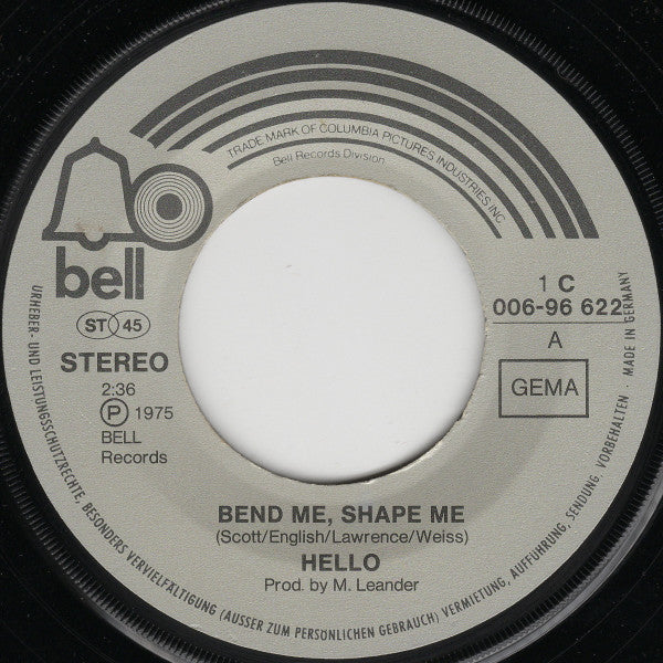 Hello : Bend Me, Shape Me (7", Single)