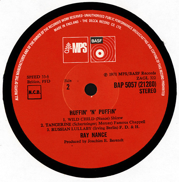 Ray Nance : Huffin' 'N' Puffin' (LP, Album)