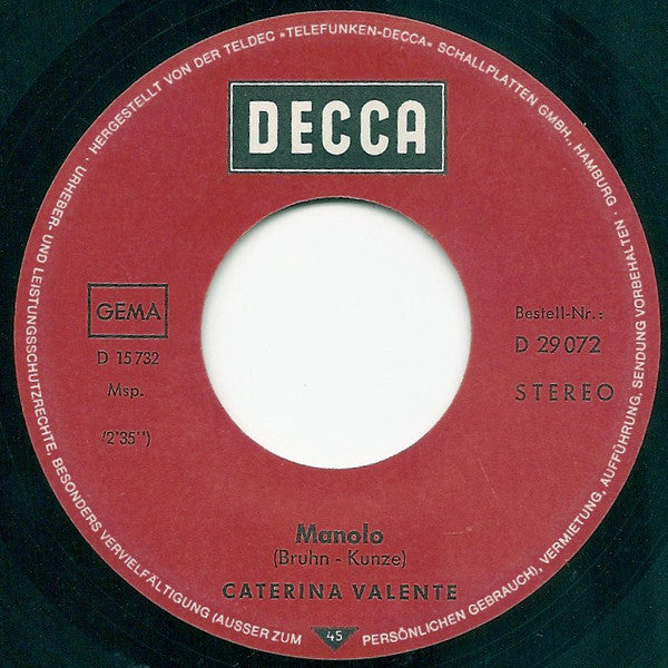 Caterina Valente : Manolo (7", Single)