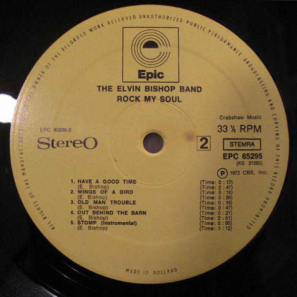 The Elvin Bishop Band : Rock My Soul (LP, Album, Gat)