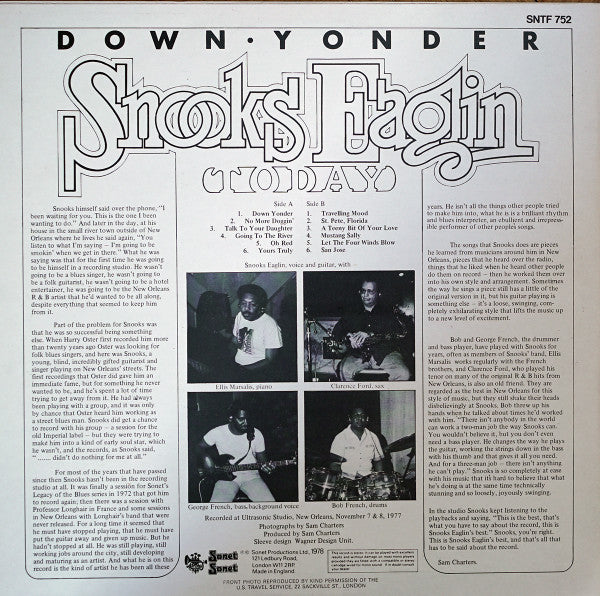Snooks Eaglin : Down Yonder (Snooks Eaglin Today) (LP, Album)