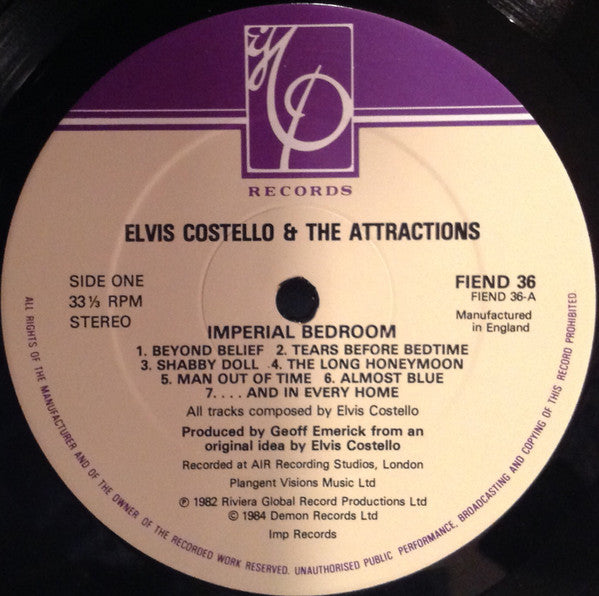 Elvis Costello & The Attractions : Imperial Bedroom (LP, Album, RE)