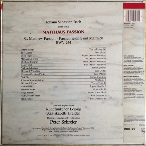 Johann Sebastian Bach - Peter Schreier : Matthäus-Passion (4xLP + Box)