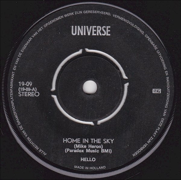 Hello (5) : Home In The Sky (7", Single)