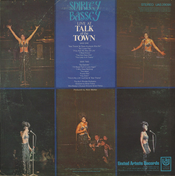 Shirley Bassey : Live At Talk Of The Town (LP, Album, RP)