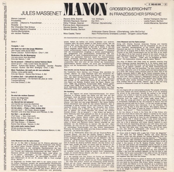Jules Massenet : Manon (Grosser Querschnitt In Französischer Sprache) (LP)