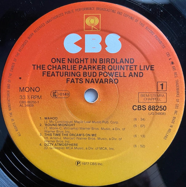 Charlie Parker : One Night In Birdland (2xLP, Album, Mono)