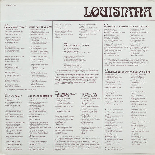 Various : Louisiana Cajun Music Volume 2 - The Early 30's (LP, Comp)