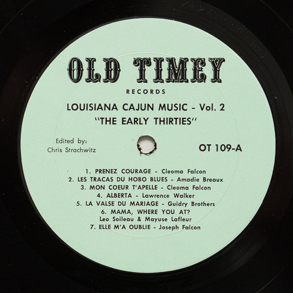 Various : Louisiana Cajun Music Volume 2 - The Early 30's (LP, Comp)