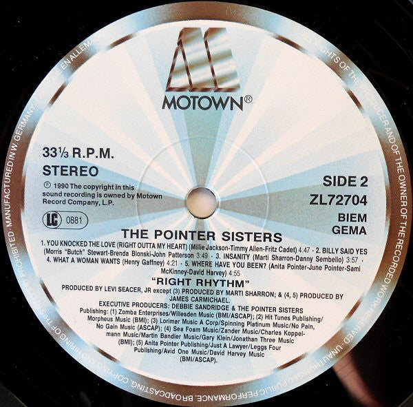 Pointer Sisters : Right Rhythm (LP, Album)