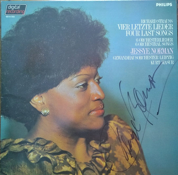 Richard Strauss - Jessye Norman, Gewandhausorchester Leipzig, Kurt Masur : Vier Letzte Lieder / 6 Orchesterlieder (LP)