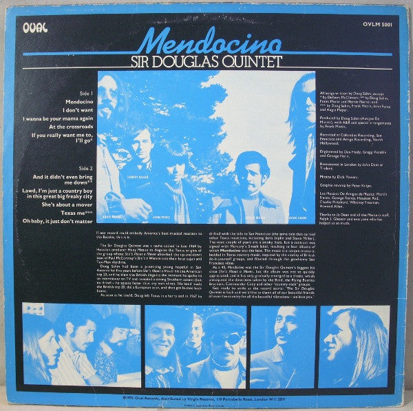 Sir Douglas Quintet : Mendocino (LP, Album, RE)