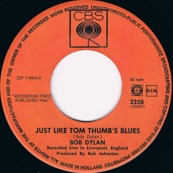 Bob Dylan : I Want You / Just Like Tom Thumb's Blues (7", Single)