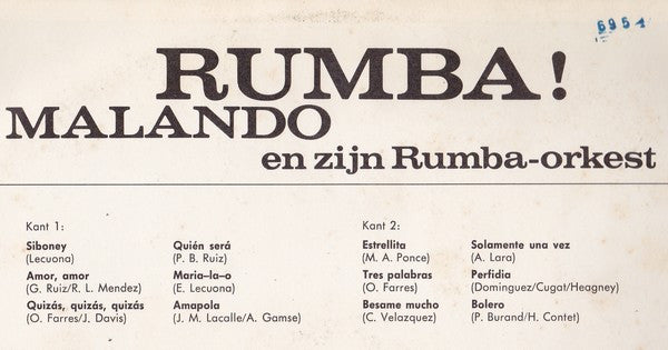 Malando And His Rumba-Orchestra : Rumba! (LP, Album, Mono)