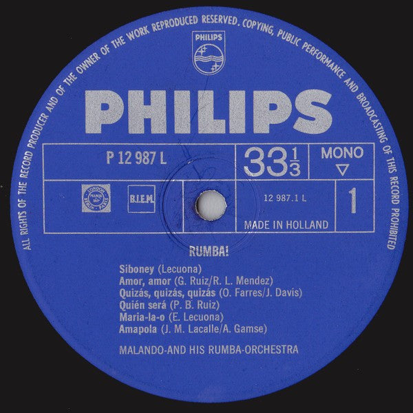 Malando And His Rumba-Orchestra : Rumba! (LP, Album, Mono)