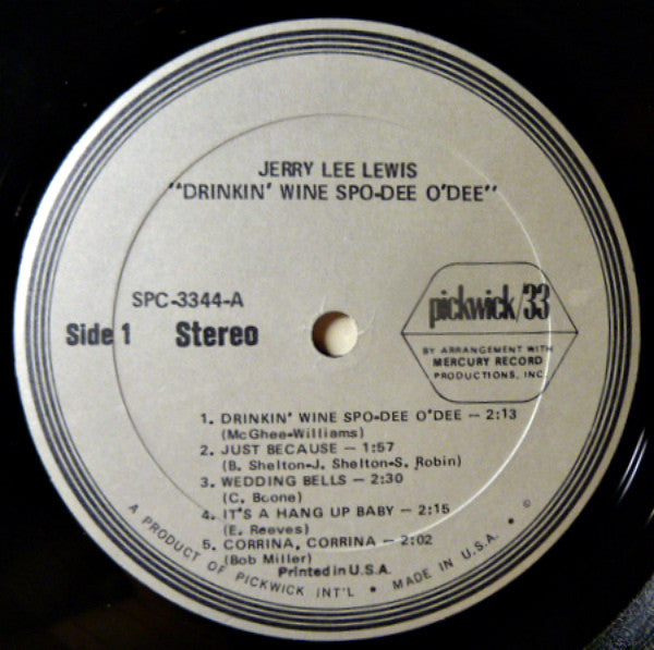 Jerry Lee Lewis : Drinkin' Wine Spo-Dee O'Dee (LP, Comp)