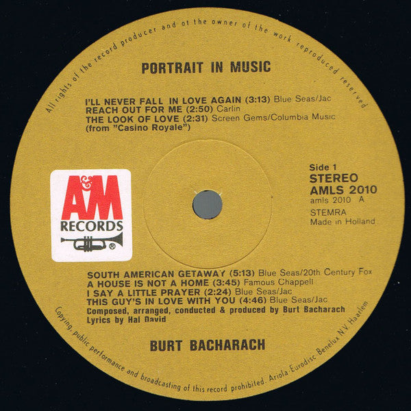Burt Bacharach : Portrait In Music (LP, Comp, Gat)