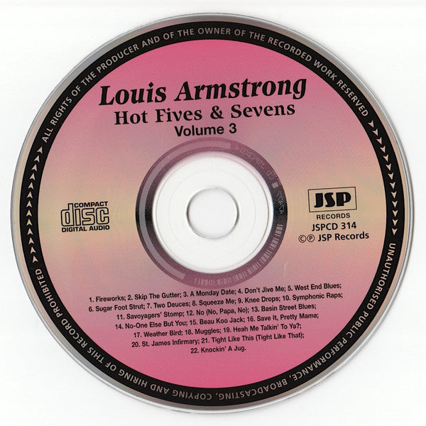 Louis Armstrong : Hot Fives & Sevens Volume 3 (CD, Comp, RM)