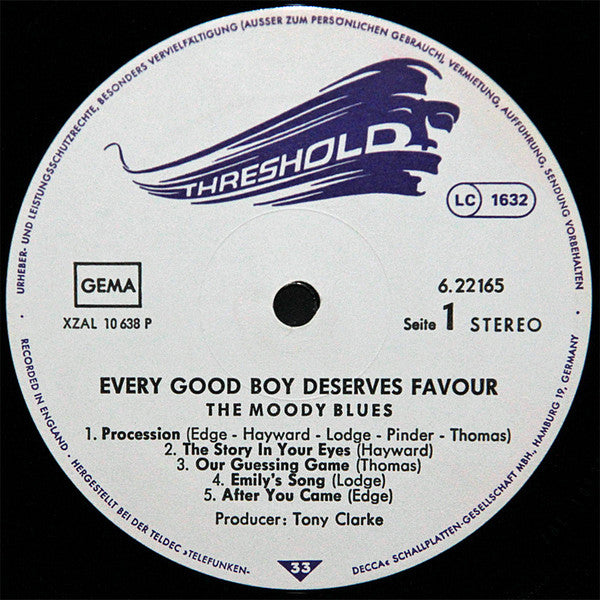 The Moody Blues : Every Good Boy Deserves Favour (LP, Album, RE)