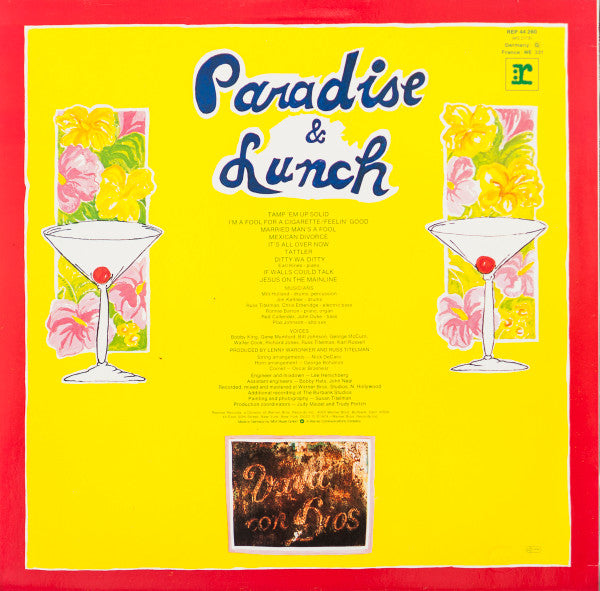 Ry Cooder : Paradise And Lunch (LP, Album, RE, Gre)