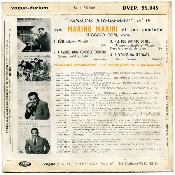 Marino Marini & Son Quartette* : Nel Blu Dipinto Di Blu (Dans Le Bleu Du Ciel Bleu) (7", EP)