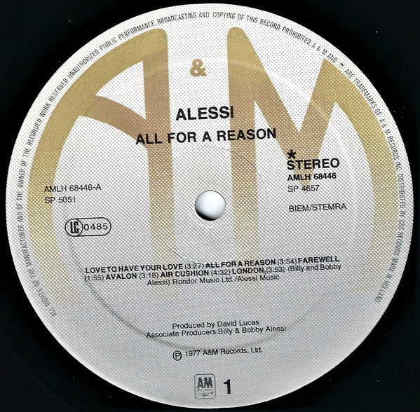 Alessi : All For A Reason (LP, Album)