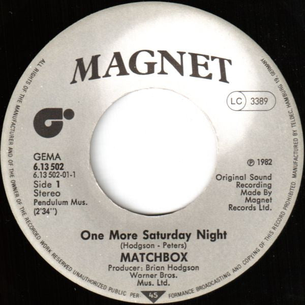 Matchbox (3) : One More Saturday Night (7", Single)