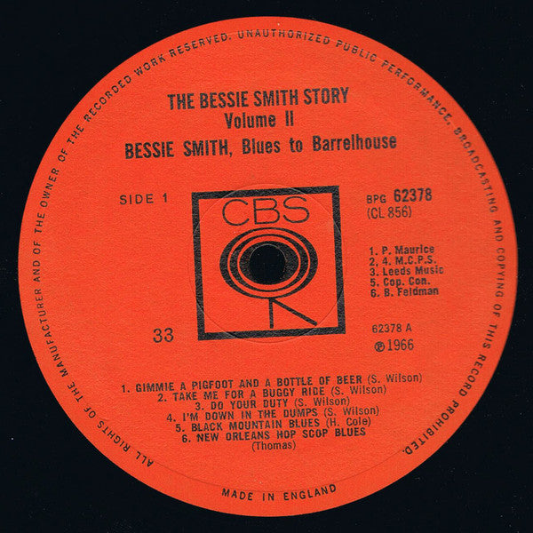 Bessie Smith : The Bessie Smith Story - Vol. 2 - Blues To Barrel House (LP, Comp, Mono)