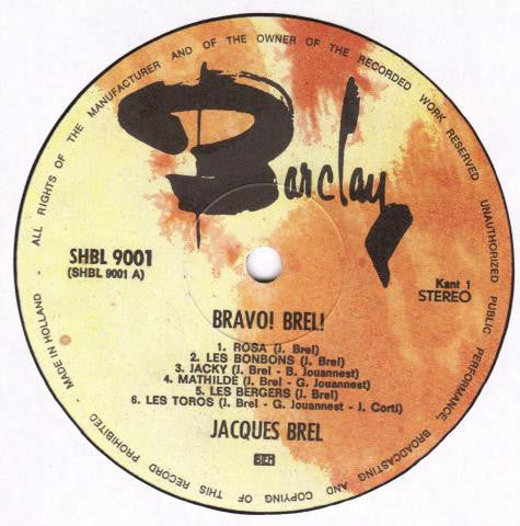 Jacques Brel : Bravo! Brel! (LP, Comp)