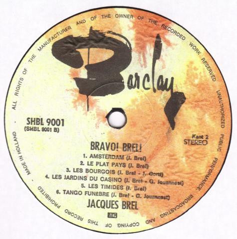 Jacques Brel : Bravo! Brel! (LP, Comp)