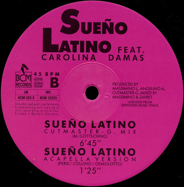 Sueño Latino Featuring Carolina Damas : Sueño Latino - The Latin Dream (12", Single)