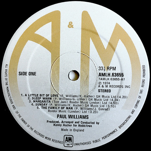 Paul Williams (2) : A Little Bit Of Love (LP, Album)