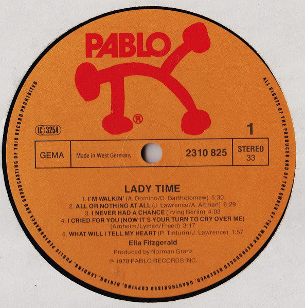 Ella Fitzgerald With Jackie Davis And Louis Bellson : Lady Time (LP, Album)