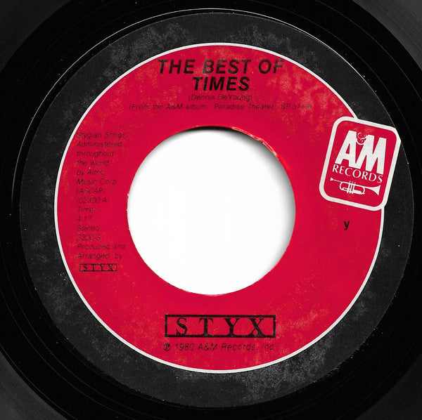 Styx : The Best Of Times (7", Single, Styrene, Y, )