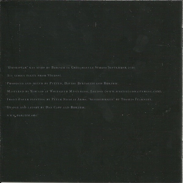 Burzum : Umskiptar (CD, Album)
