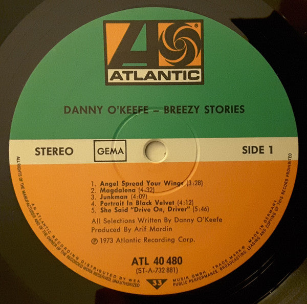 Danny O'Keefe : Breezy Stories (LP, Album)