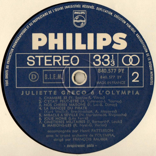 Juliette Gréco : À L'Olympia (LP, Album)
