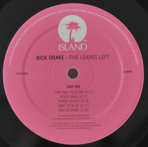 Nick Drake : Five Leaves Left (LP, Album, Ltd, RE, 180)