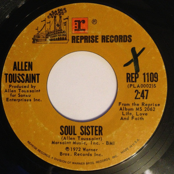 Allen Toussaint : Soul Sister / She Once Belonged To Me (7", Styrene)