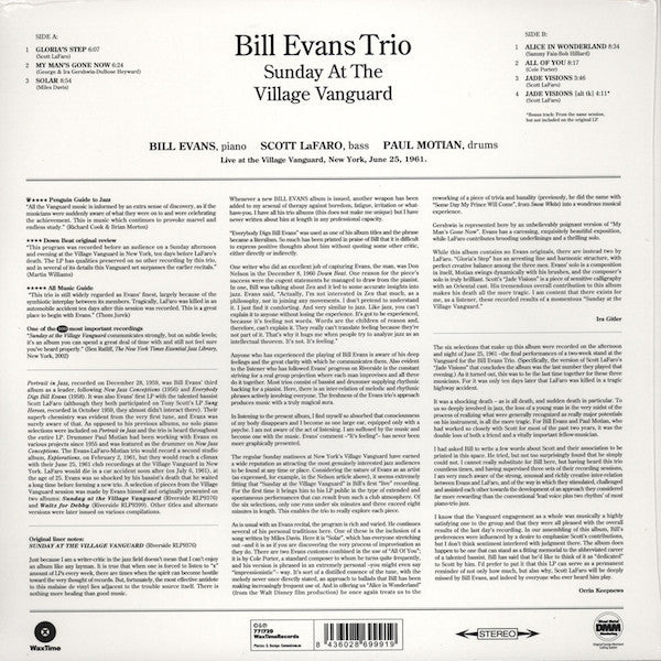 The Bill Evans Trio : Sunday At The Village Vanguard (LP, Album, Ltd, RE, RM, 180)