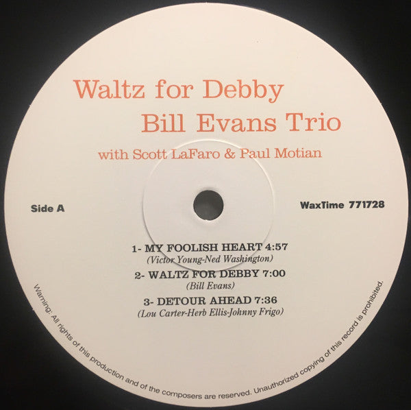 The Bill Evans Trio : Waltz For Debby (LP, Album, Ltd, RE, RM, 180)