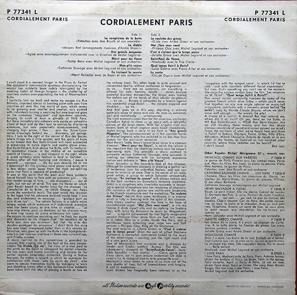 Various : Cordialement Paris (LP, Comp)