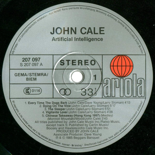 John Cale : Artificial Intelligence (LP, Album)