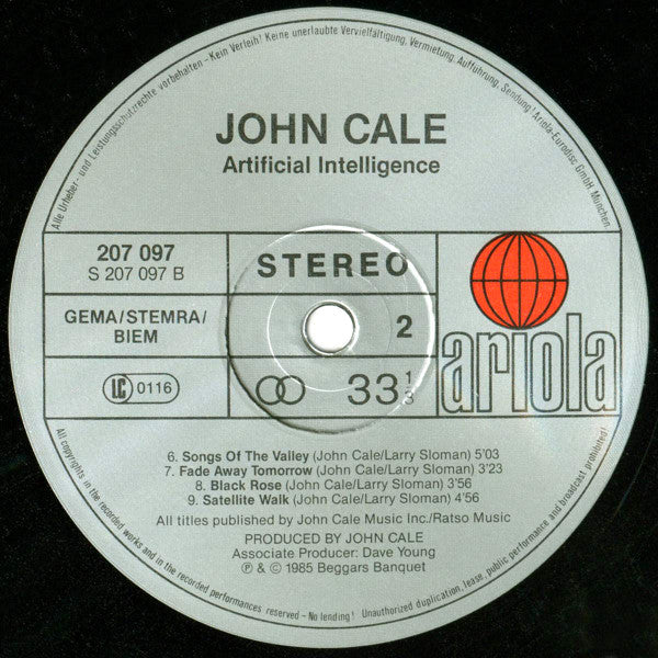 John Cale : Artificial Intelligence (LP, Album)