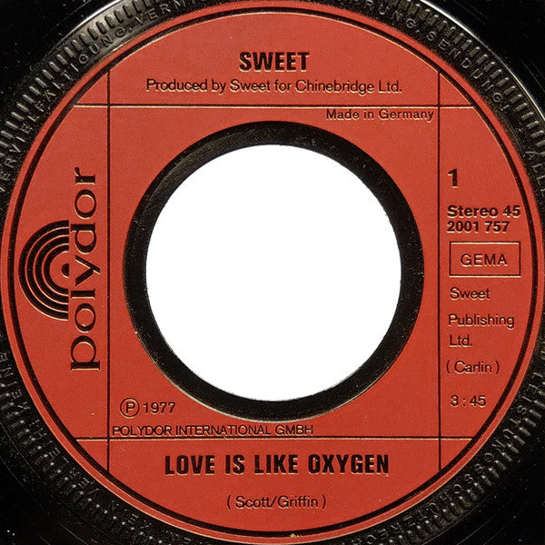 The Sweet : Love Is Like Oxygen (7", Single)