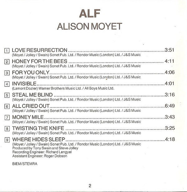 Alison Moyet : Alf (CD, Album, RE)